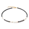 GeoCUBE®Pearls & Onyx necklace gold